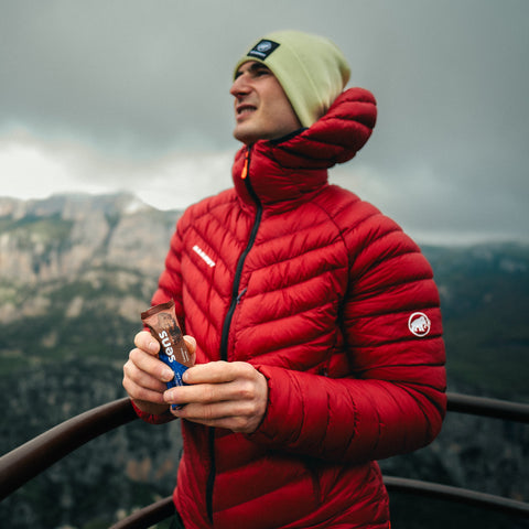 Proteinriegel in dunkler Schokolade Schokoladen Brownie
