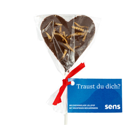 Sens Vollmilch-Schokolutscher mit knusprigen Mehlwürmern, „Traust du dich?“